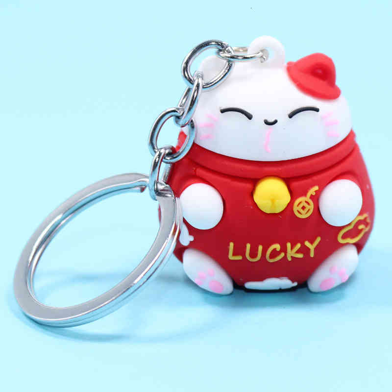Key Rings China Fengfu Bag Zhaocai Cat Chain Creative Cartoon Pendant Small Gift Couple