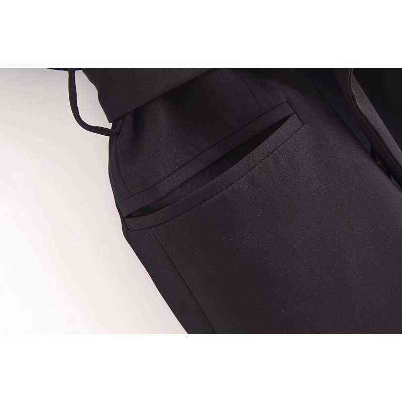 Elegant Women Sleeveless Blazer with Belt Fashion Office Lady Coat Chic Woman Jacket Vest Suit veste femme 211122