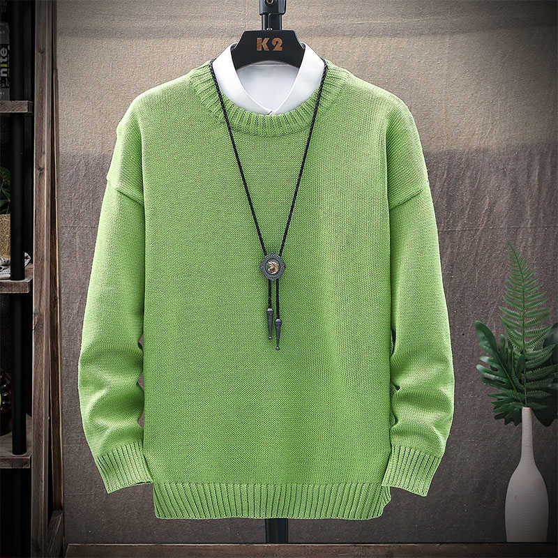 Mens Casual Streetwear Harajuku Sweater Vintage Retro Knitted Sweater Autumn Cotton Pullover man 211008