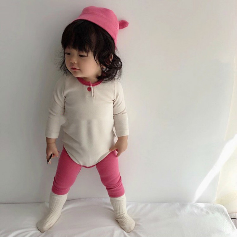 Spring Autumn baby girls pure cotton 3pcs sets infant kids long sleeve bodysuit or T shirt pants and hat boys clothes set 210508