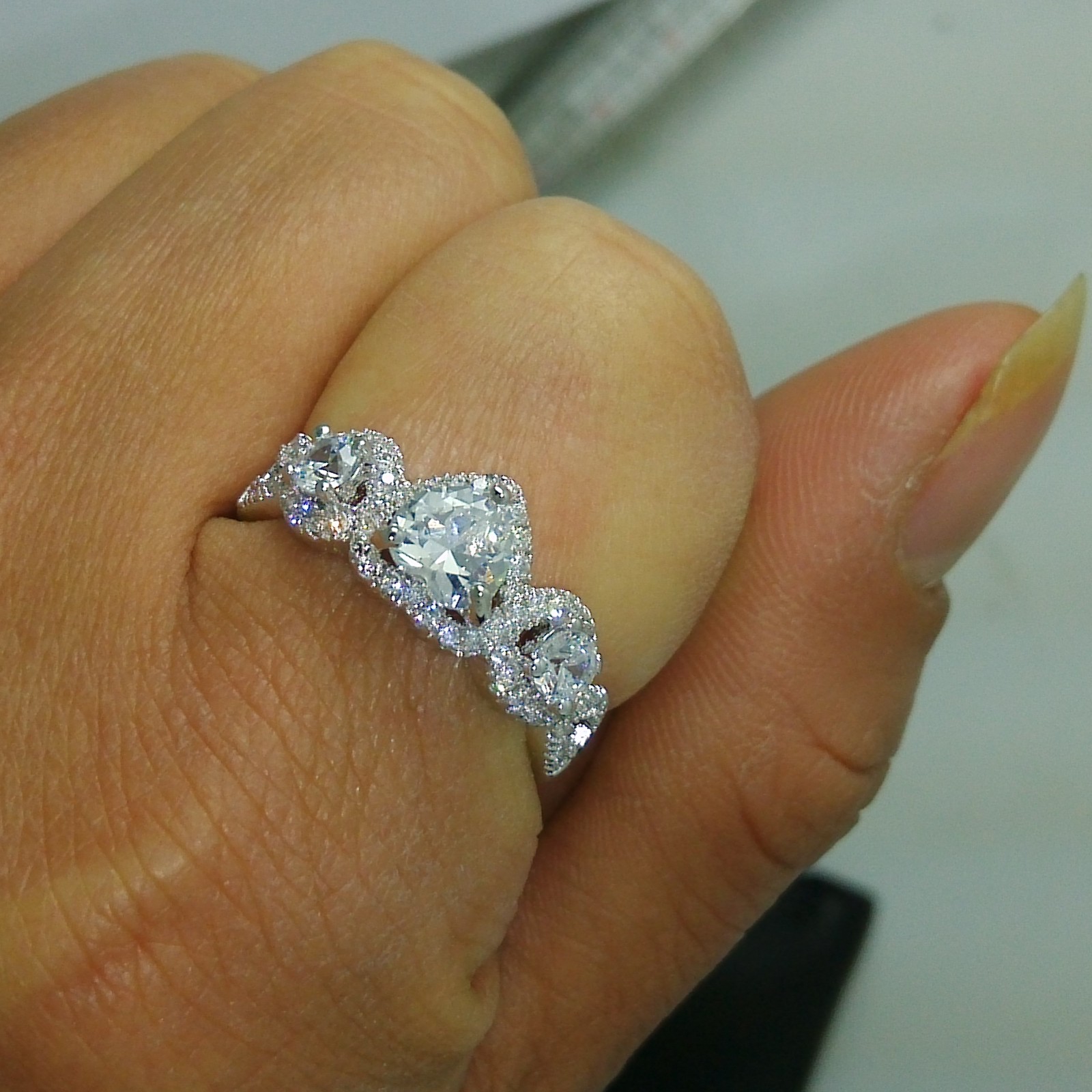 Shape AAAAA Zircon White Gold Filled Party Wedding Band Rings for women Bridal Engagement Finger Jewelry