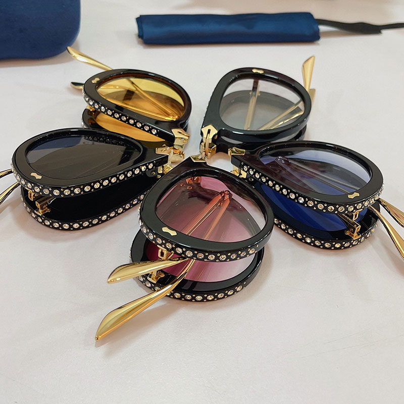 Sunglasses Men Women foldable round 0307 designer fashion Brand glasses UV400 Frame edge dia decoration Explosive sunglasses Original Box