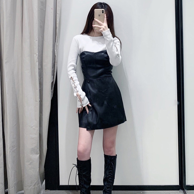 Sexy Backless Black Pu Leather Jumpsuit Women Buttons Solid Skinny Party Playsuit Lady Sleeveless Zipper Stylish Club Bodysuit 210515