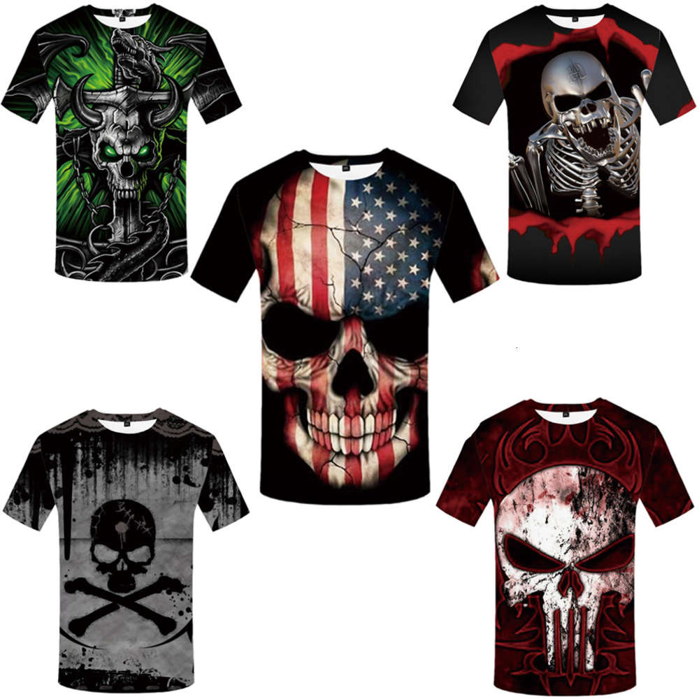 t shirt Summer men's short sleeve 3D skull digital printing T-shirt round neck slim t, White;black
t shirt Summer men's short sleeve 3D skull digital printing T-shirt round neck slim t, White;black