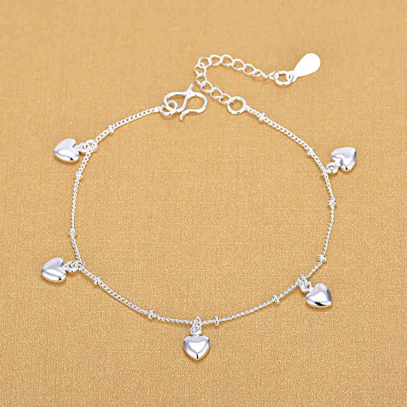 Fashion Female Lovely Heart Charm Bracelet For Women 925 Sterling Silver Birthday Gifts Jewelry 210507