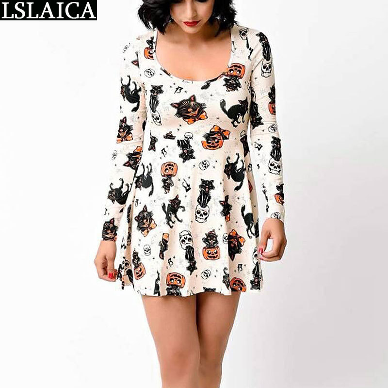 fashion spring women dress long sleeve O-neck cartoon print sexy high waist slim casual party wild office 210515