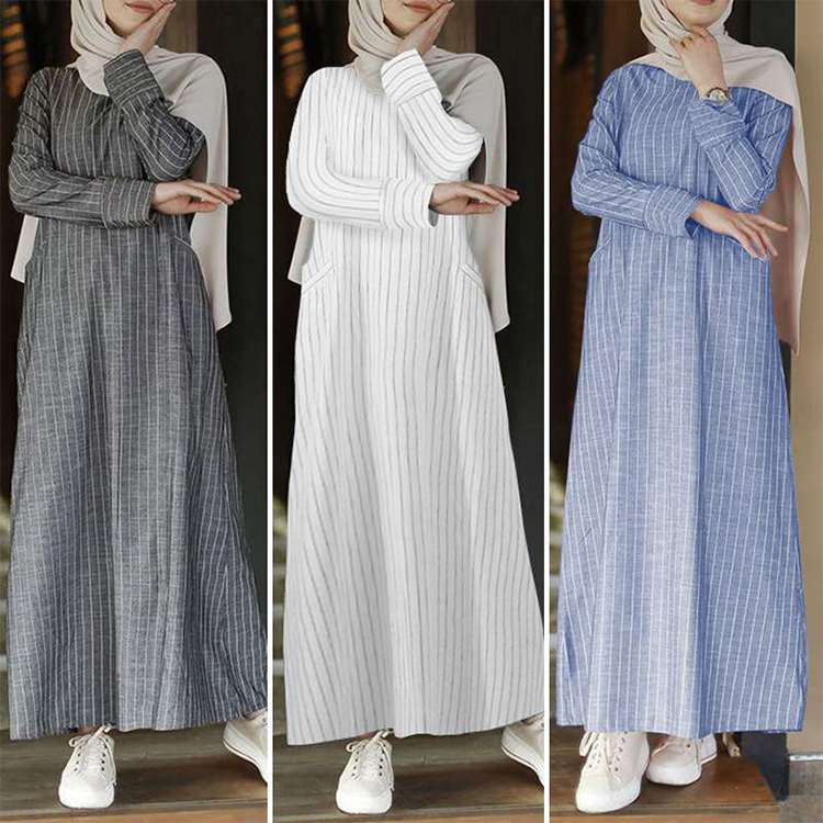 Turkey Plus Size Women Muslim Dress Moroccan Kaftan Long Sleeve Striped Maxi Long Vestidos Autumn Islamic Eid Mubarak Abaya Robe
Turkey Plus Size Women Muslim Dress Moroccan Kaftan Long Sleeve Striped Maxi Long Vestidos Autumn Islamic Eid Mubarak Abaya Robe