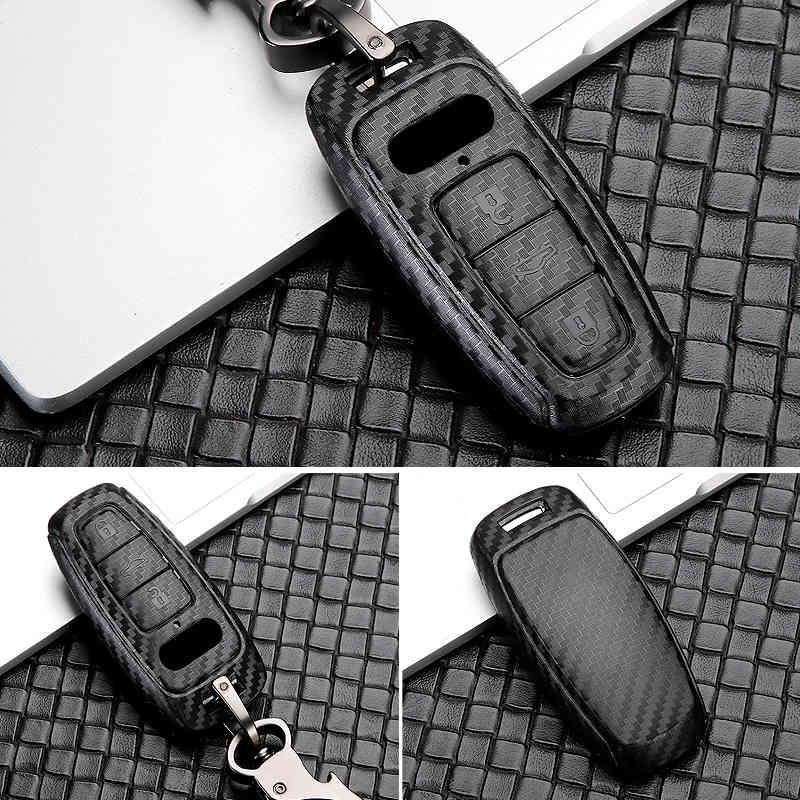 ABS Carbon Fiber Car Key Case Cover For A3 A4 B9 A6 C8 A7 S7 4K A8 D5 S8 Q7 Q8 SQ8 Etron Accessories