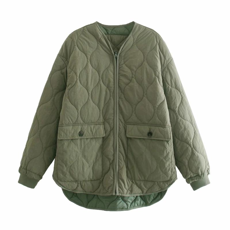 Women's Down & Parkas ZBZA 2021 Autumn Trend Personality Can Be Double-sided Padded Jacket Pocket Decoration Simple Cotton