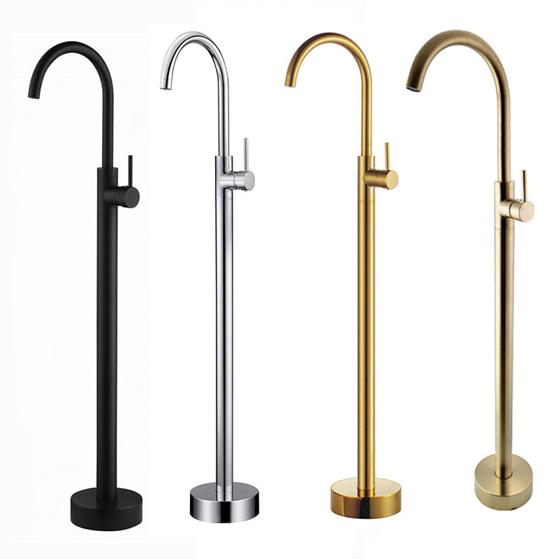 Black Bathroom Floor Stand Bath tub Faucet Single Function H& Cold Water Mixer Bathtub Tap Chrome/Black/Gold