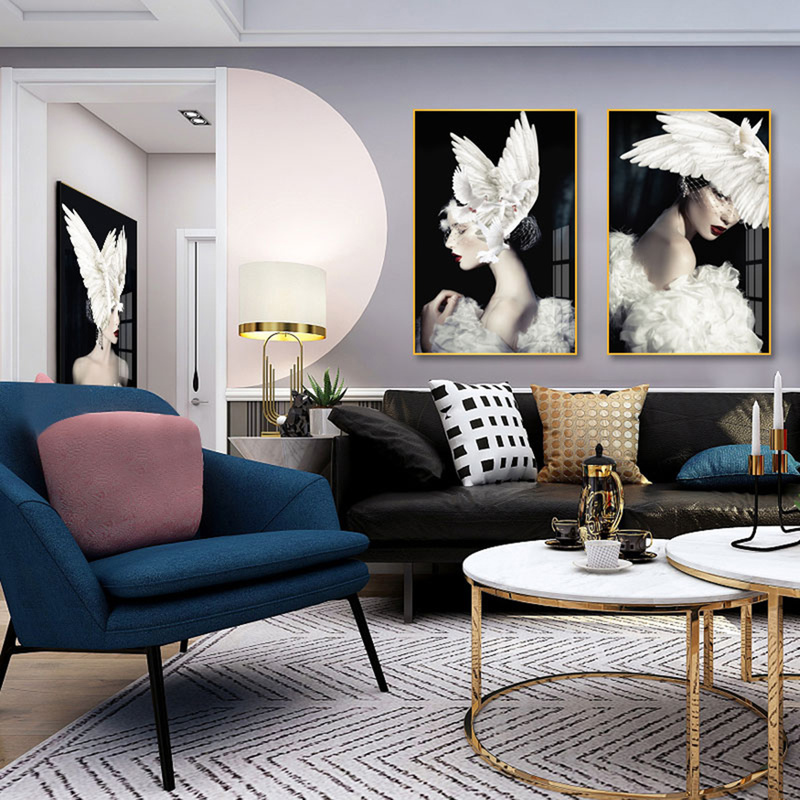 Canvas Art Poster and Print Wall Art Pictures Fashion Woman butterfly Oil Painting Modern Home Canvas Art Home Decor
