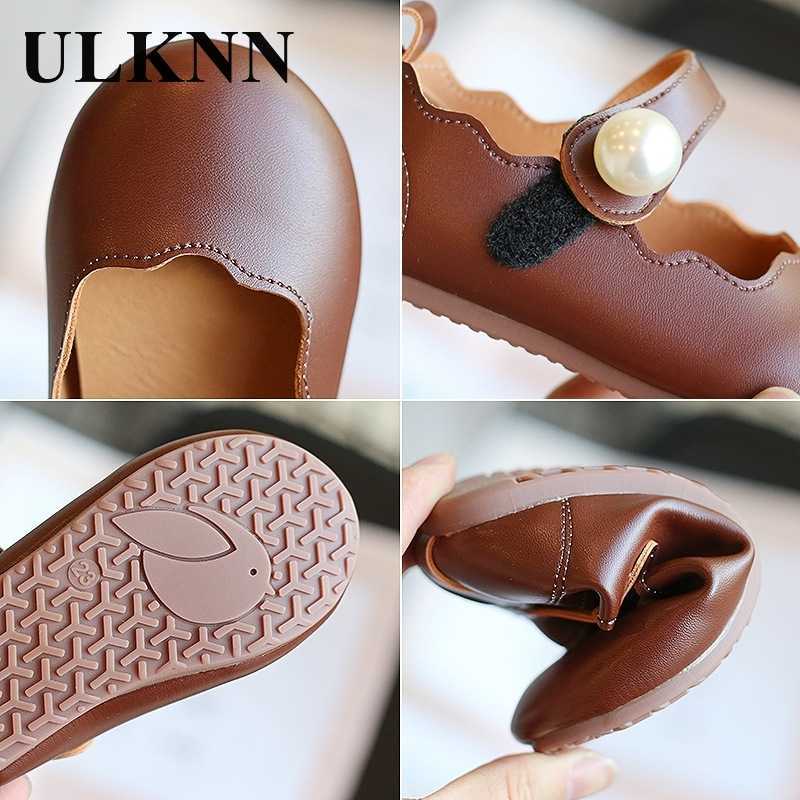 ULKNN Girls Small Leather Shoes 2021 Autumn New Fashion Children's Princess Dance Shoes Kid's Performance Pearl Shoes Y0809