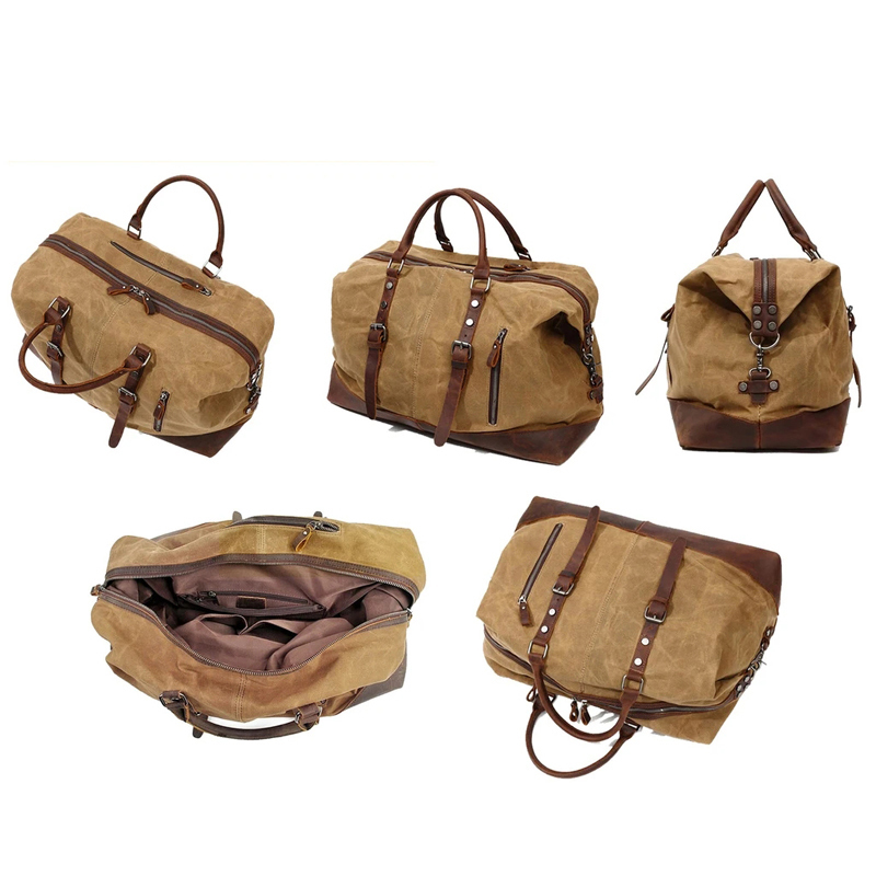 Wax Canvas Duffle Bag Waterproof Crossbody Weekend Bag Travel Bags For Men 210320