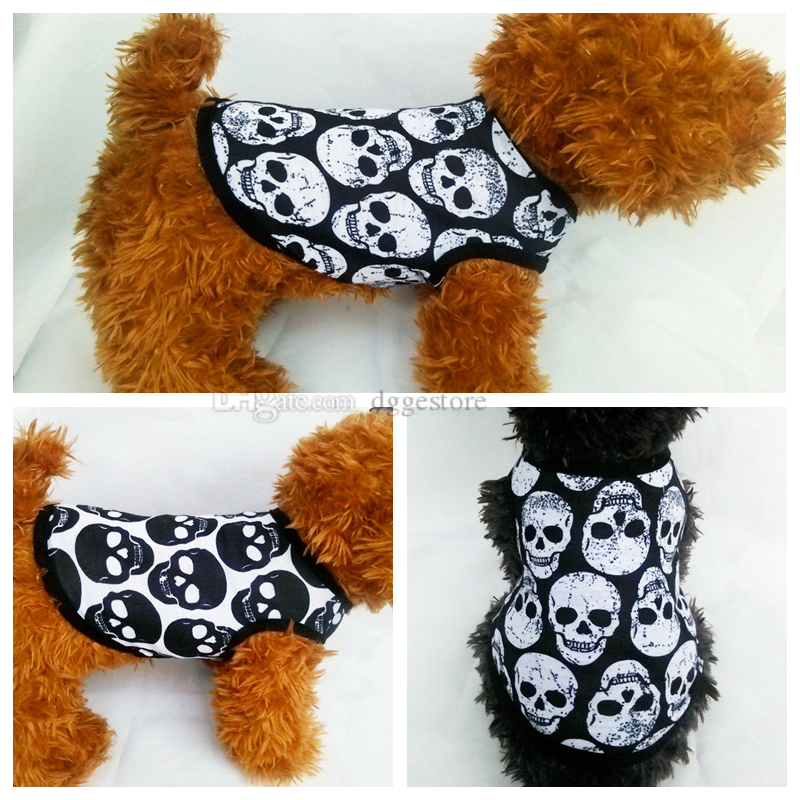 Dog Apparel Halloween Shirt Breathable Pet T-Shirt Doggy Puppy Clothes Pumpkin Ghosts Bats Skeletons Doggi Apparels for All Saints Day Parties Small D