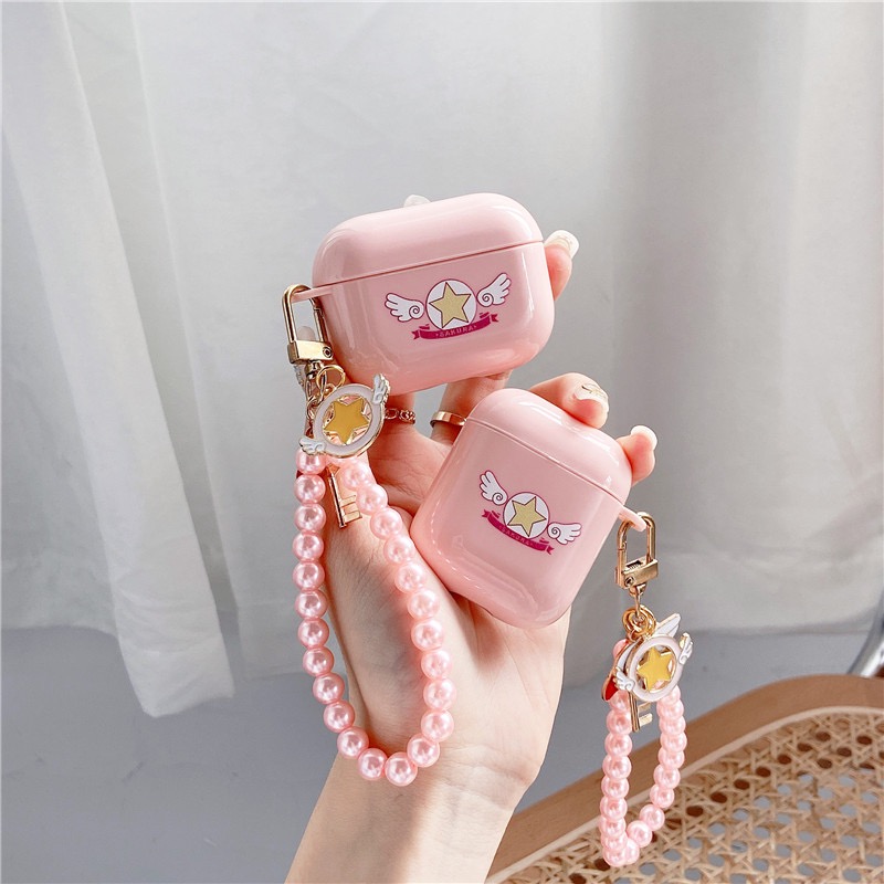 For Airpods 123/Airpods Pro Earphone Case Cute pink pearl keychain cartoon cover Japan anime magical Girl silicone shell fundas
For Airpods 123/Airpods Pro Earphone Case Cute pink pearl keychain cartoon cover Japan anime magical Girl silicone shell fundas