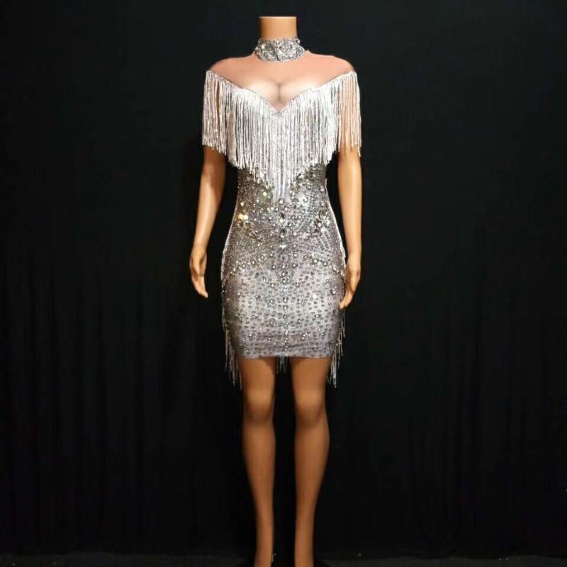 Casual Dresses Women Crystals Diamonds Tassel Costume Elegant High Elastic Sexy Celebrity Evening Party Sleeveless Summer Club Sheath, Silver
Casual Dresses Women Crystals Diamonds Tassel Costume Elegant High Elastic Sexy Celebrity Evening Party Sleeveless Summer Club Sheath, Silver