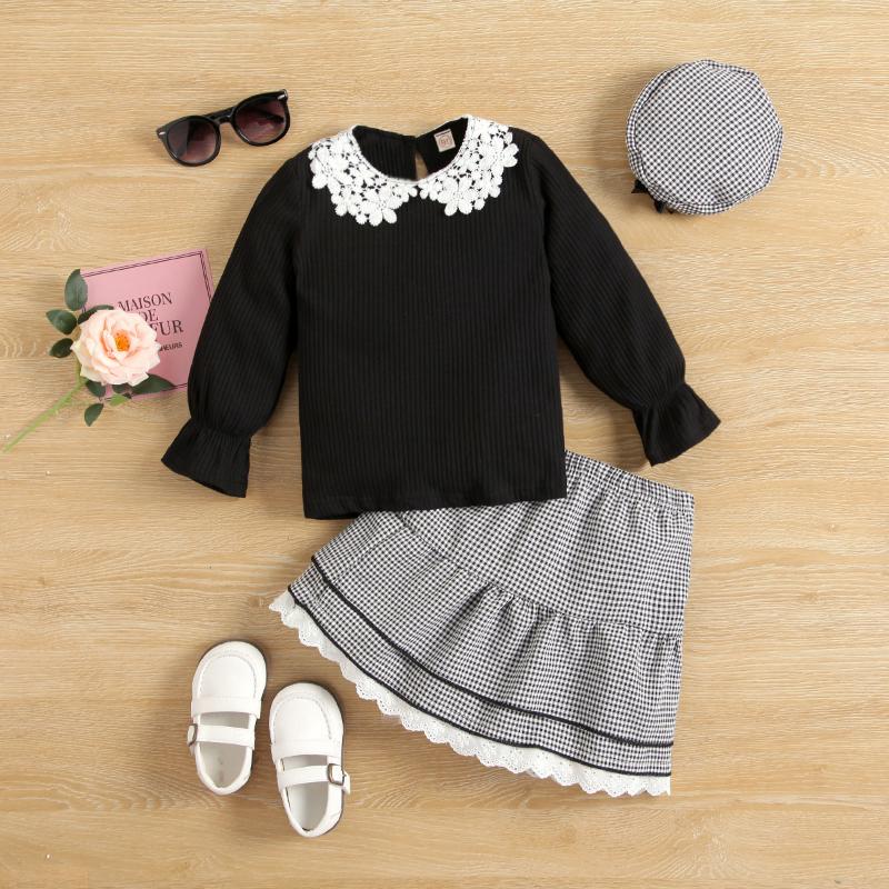 Clothing Sets Flare Sleeve Baby Girl Clothes Knitted Tops Flower Lace Pullovers Plaid Skirts Set Princess Kids Suits Outfit, White
Clothing Sets Flare Sleeve Baby Girl Clothes Knitted Tops Flower Lace Pullovers Plaid Skirts Set Princess Kids Suits Outfit, White