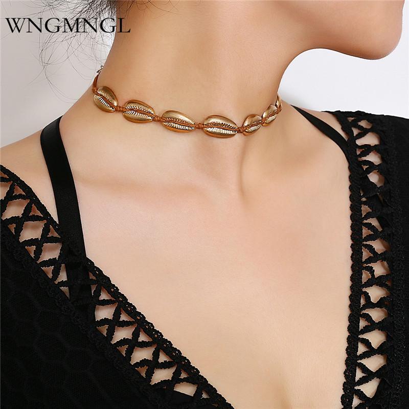 Chokers WNGMNGL 2021 Vintage Handmade Female Beach Necklaces Simple Black Red White Color For Women Fashion Ear Jewelry, Golden;silver
Chokers WNGMNGL 2021 Vintage Handmade Female Beach Necklaces Simple Black Red White Color For Women Fashion Ear Jewelry, Golden;silver