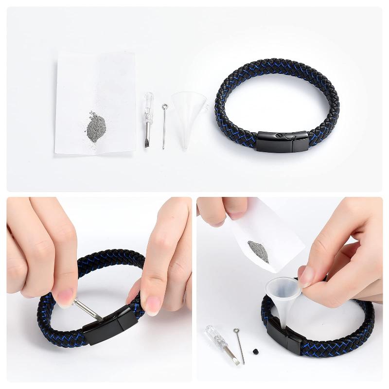 Bangle Cremation Jewelry Urn Bracelet For Ashes Women Men Keepsake Memorial Cuff Braided Leather Wristband Gift