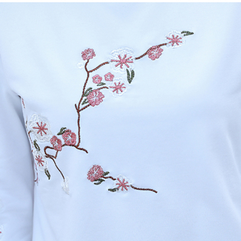 Women Cotton Long Sleeve Blouses Woman Fashion Pullover Loose Simple Autumn Vintage Embroidered Womens Shirts 10714 210518