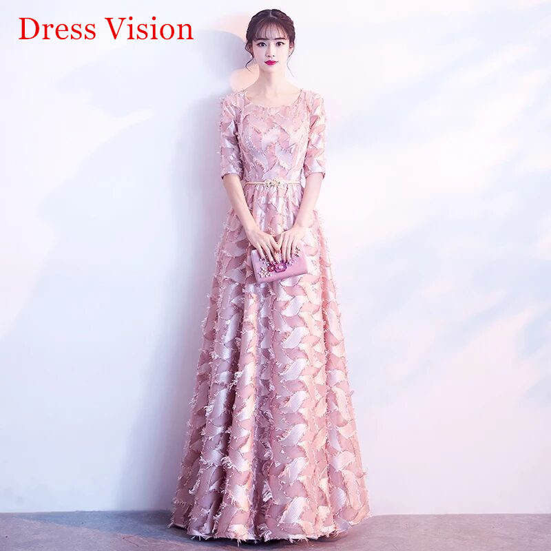 Robe De Soiree Pink O-Neck Evening Dresses Half Sleeve Floor Length Women Party Gowns, White
Robe De Soiree Pink O-Neck Evening Dresses Half Sleeve Floor Length Women Party Gowns, White