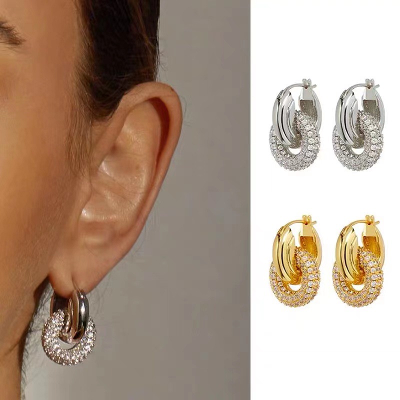 Retro 18 gold plated earrings with diamond-inset earrings with double loop removable multi-purpose temperament earrings
Retro 18 gold plated earrings with diamond-inset earrings with double loop removable multi-purpose temperament earrings