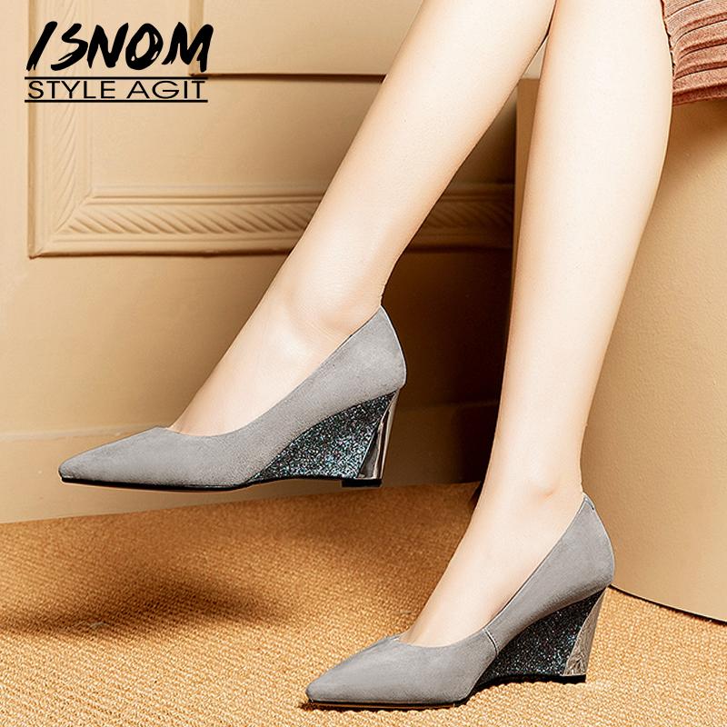 Dress Shoes ISNOM Kid Suede Pumps Women Pointed Toe Footwear Fashion High Heels Female Shallow Wedges Office Bling Woman Spring, Black
Dress Shoes ISNOM Kid Suede Pumps Women Pointed Toe Footwear Fashion High Heels Female Shallow Wedges Office Bling Woman Spring, Black