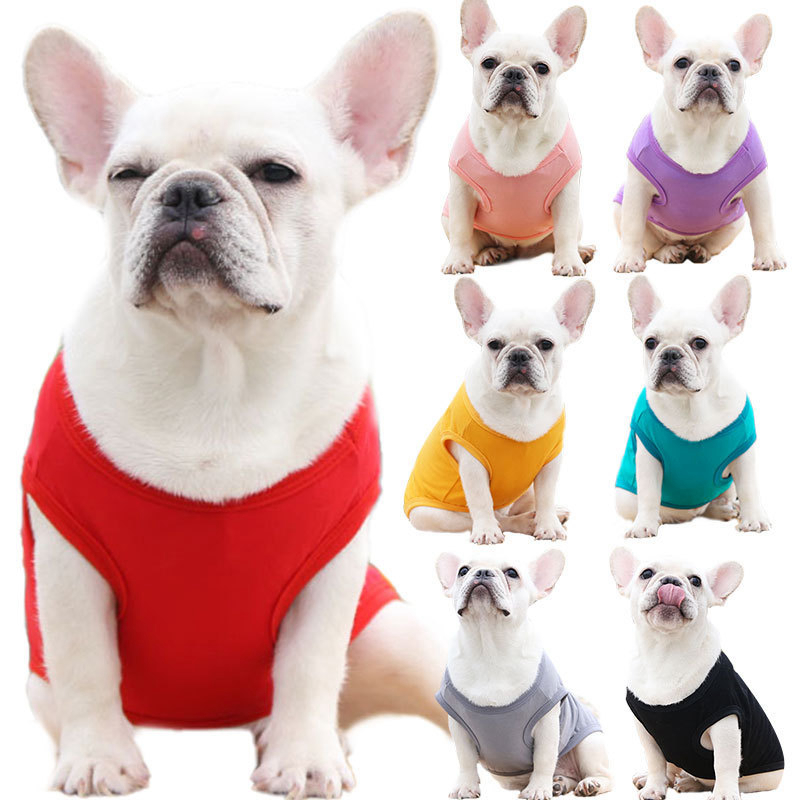 Large Dogs Clothes Sublimation Blan Towser Dog Apparel White Blank Puppy Shirts Solid Color Small T Shirt Cotton Outwear Pet Supplies French Bulldog 1