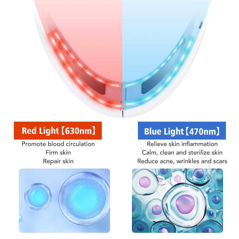 EMS Lifting Device LED Pon Therapy Face Slimming Vibration Massager Double Chin V Line Lift Belt Cellulite Jaw 210806