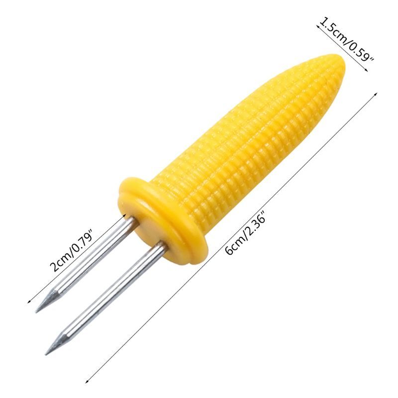1 Cuts Fork Maize Spies Rvs Corn Holders Maize Beans Fruit Forks Barbecue Tool (yellow)