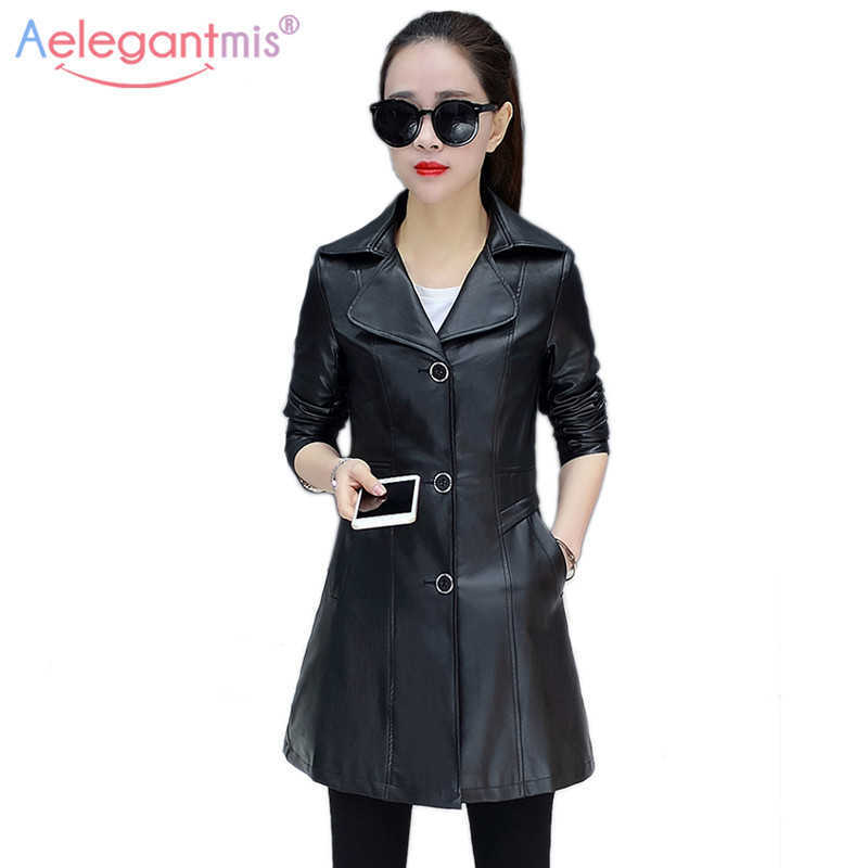 Aelegantmis High Quality PU Leather Trench Coat Women Spring Long Sleeve Outwear Office Lady Slim Plus Size 4XL 210607, Black
Aelegantmis High Quality PU Leather Trench Coat Women Spring Long Sleeve Outwear Office Lady Slim Plus Size 4XL 210607, Black