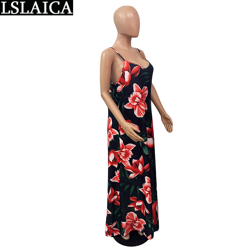 Loose Sling Long Dress Floor-Length Backless Dresses for Women Casual Fashion Sale Floral Printing Vestido De Mujer 210515