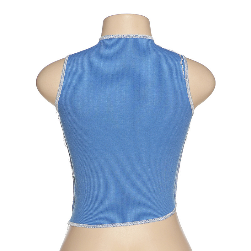 Women Camisole Sexy Bandage Cut Out Hole Crop Tops Summer Chic Punk Style Ribbed Knitting Tank Top Club Party Female Tee 210515