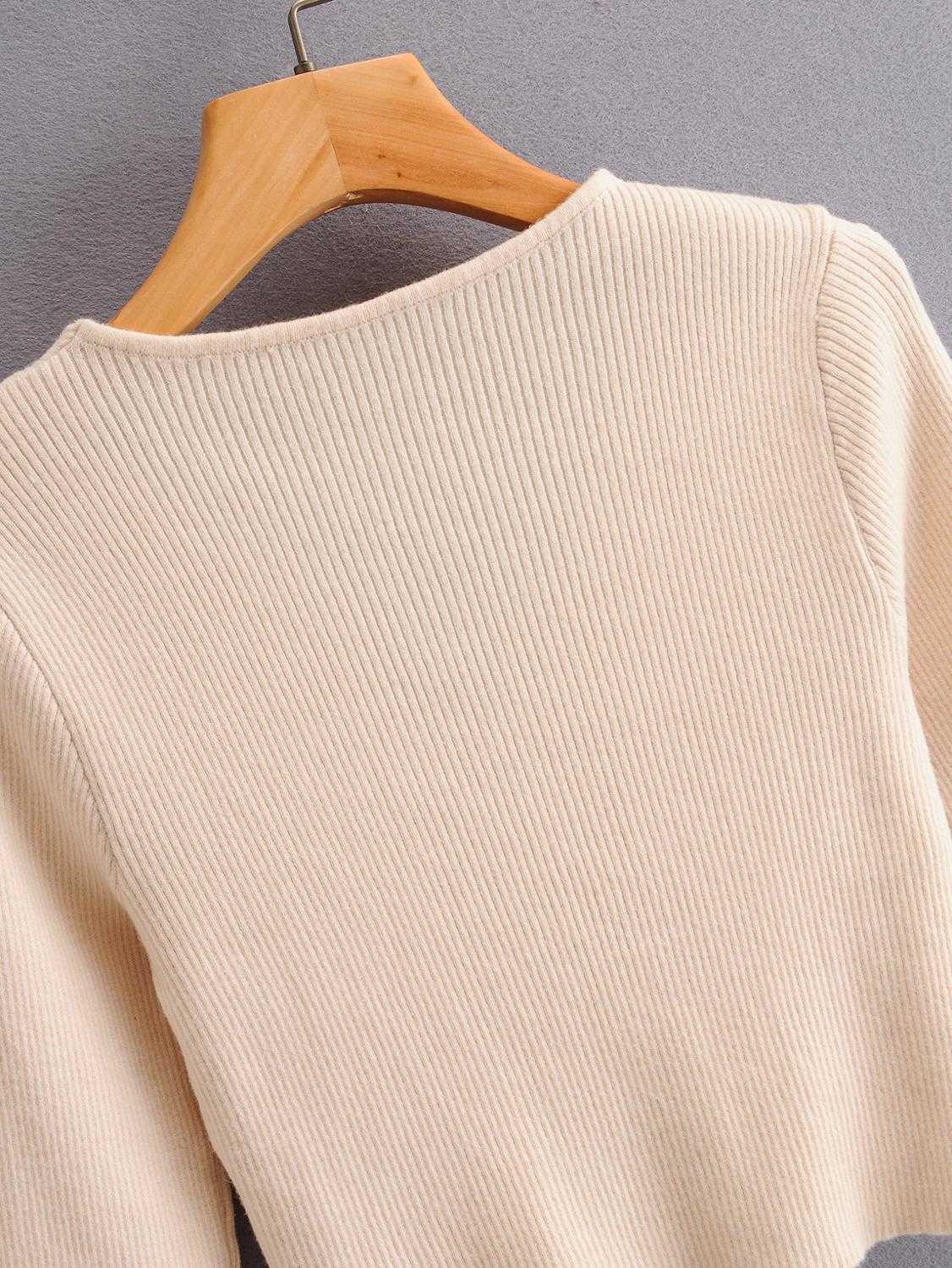 HSA Chic Drawstring Pleated Sweaters Women Autumn Ladies Knitted Long Sleeve Pullover Sexy V-neck Solid Casual Woman Jumper 210716