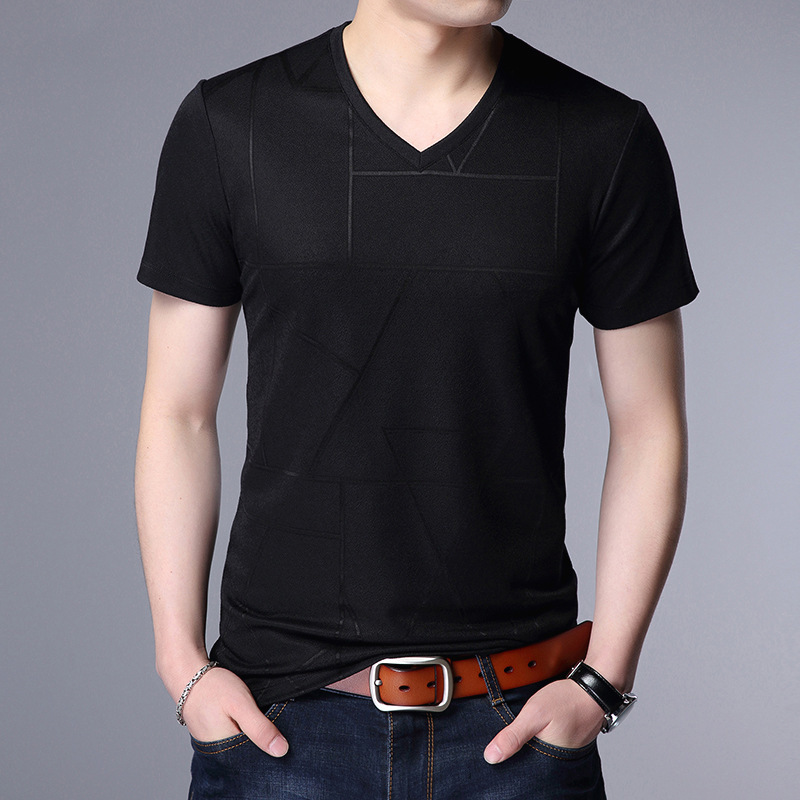 Liseaven Men's T-Shirts New Arrival V-Neck Short Sleeve tshirt Summer T Shirt Men's Slim Fit Tee Shirt 210319