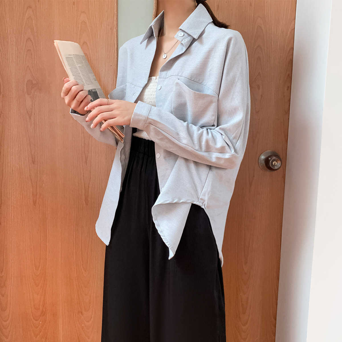 VANOVICH Spring Fashion Women Shirts Wild Casual Ladies Blouses and Tops Long Sleeve Korean Style Clothing 210615, Grey
VANOVICH Spring Fashion Women Shirts Wild Casual Ladies Blouses and Tops Long Sleeve Korean Style Clothing 210615, Grey