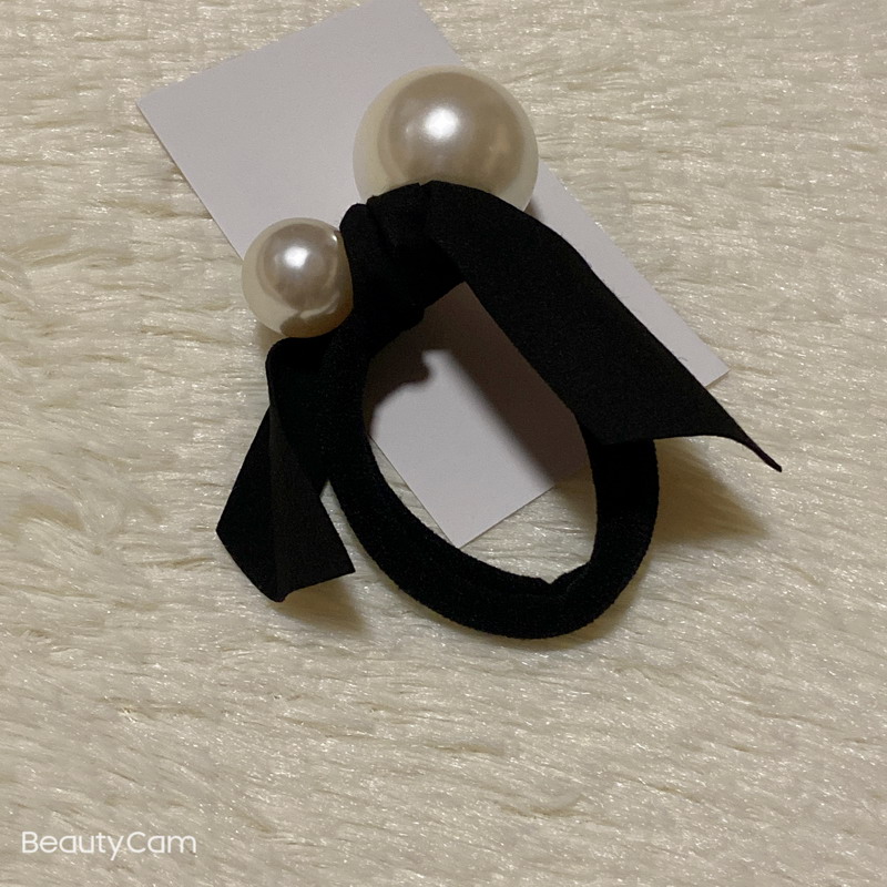 Party gifts fashion double bead elastic rubber band hair ring with knot head rope for ladies favorite headdress accessories