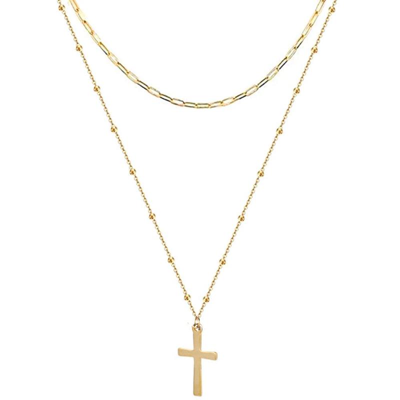 Pendant Necklaces Double Layered Stainless Steel Square Link Chain Cross Necklace For Woman Christian Catholic Jewelry
Pendant Necklaces Double Layered Stainless Steel Square Link Chain Cross Necklace For Woman Christian Catholic Jewelry