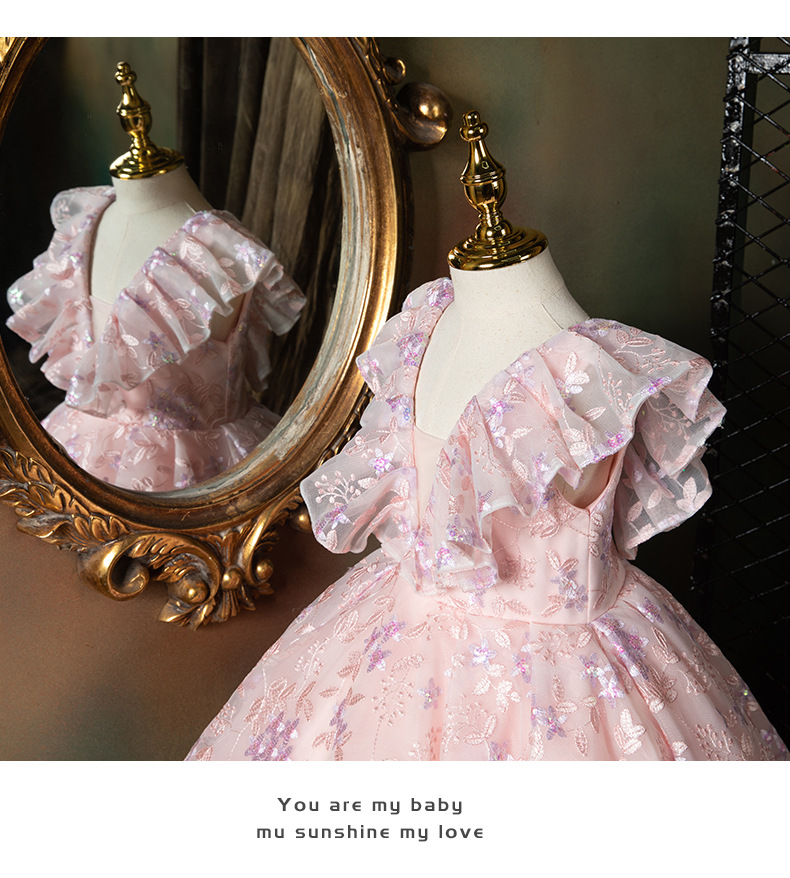 Custom Made Beautiful Pink Flower Dresses for Weddings 2021 Pretty Formal Girls Long Lace Gowns Cute Satin Puffy Tulle Pageant Dress