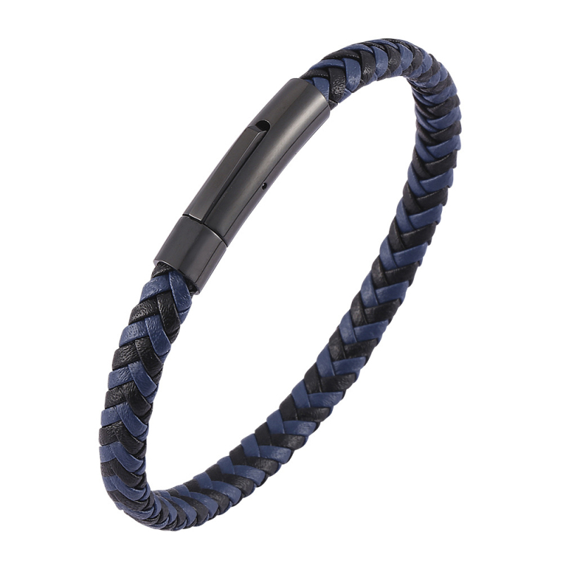 Fashion Jewelry Multicolor Men Women Braid Leather Bracelet Bangle with Titanium Steel Clasp