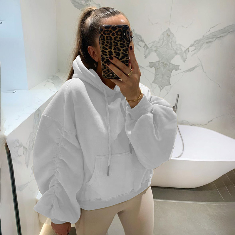 Women Hoodie Cotton Hooded s Sweatshirts Pullove Long Sleeve Solid Tops All Match s Hoodies Autumn Winter 210524