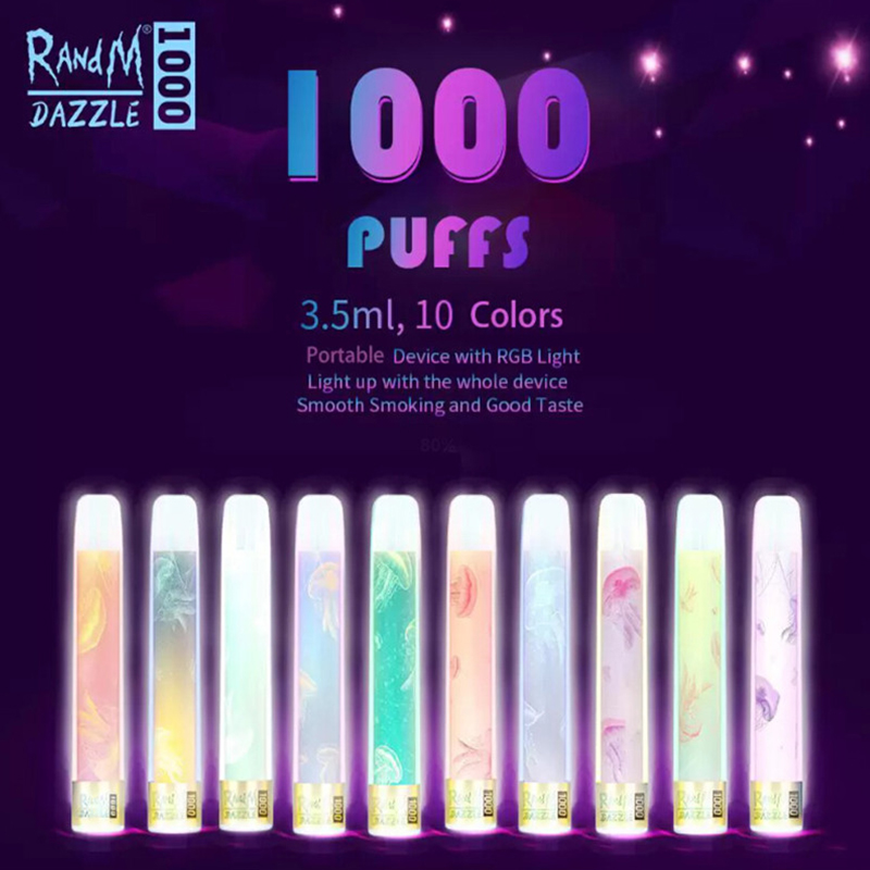 Original RandM Dazzle Disposable E-cigarettes Pod Device Kit With RGB Light 1000 Puffs 500mAh Battery 3.5ml Prefilled Pods Cartridges Stick Vape Pen Authentic
Original RandM Dazzle Disposable E-cigarettes Pod Device Kit With RGB Light 1000 Puffs 500mAh Battery 3.5ml Prefilled Pods Cartridges Stick Vape Pen Authentic