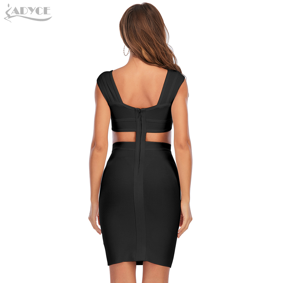 Summer Sleeveless Women Hollow Out Mini Bdoycon Bandage Dress Sexy White Tank Celebrity Club Evening Party 210423