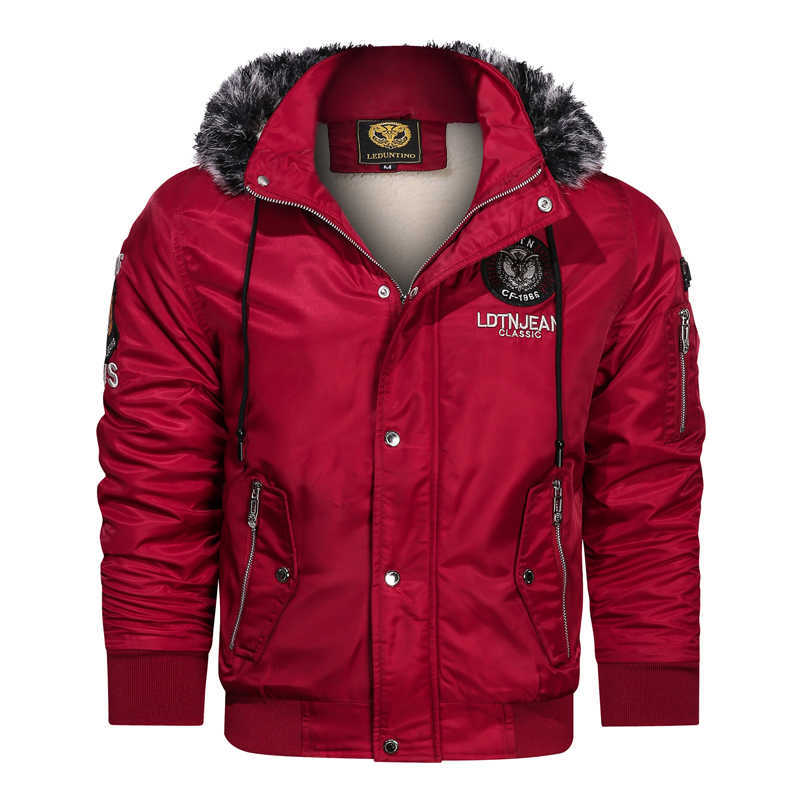 Mens Outdoor Vintage Parkas Waterproof Hat Detachable Men Thick Jacket Coat Patchwork Waterproof Pockets Mens Clothing 211014