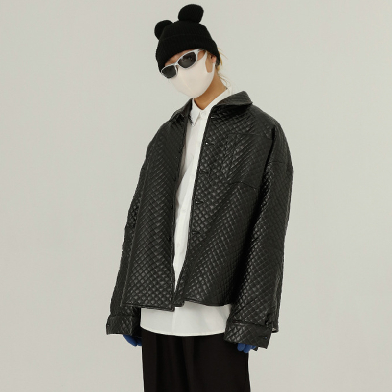 IEFB men's wear spring witner jackets Korean loose Printed diamond lattice coat for men oversized clothes 9Y4602 210524