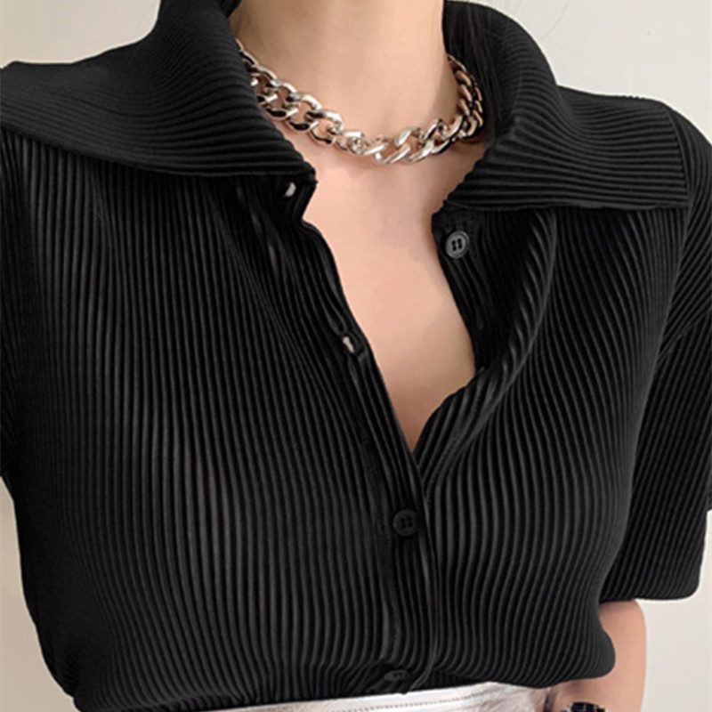 Nomikuma Women Blouses Korean Puff Short Sleeve Turn-down Collar Shirt Spring Summer New Causal Blusas De Mujer 6F610 210427