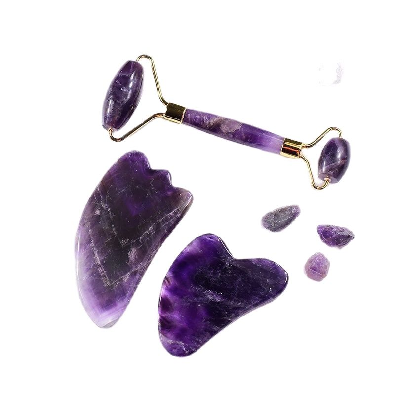 Amethyst Massager Natural Stone Facial Roller Gua Sha Tools Set SPA Acupuncture Scraping Crystal Body Face Health Care Massage
Amethyst Massager Natural Stone Facial Roller Gua Sha Tools Set SPA Acupuncture Scraping Crystal Body Face Health Care Massage