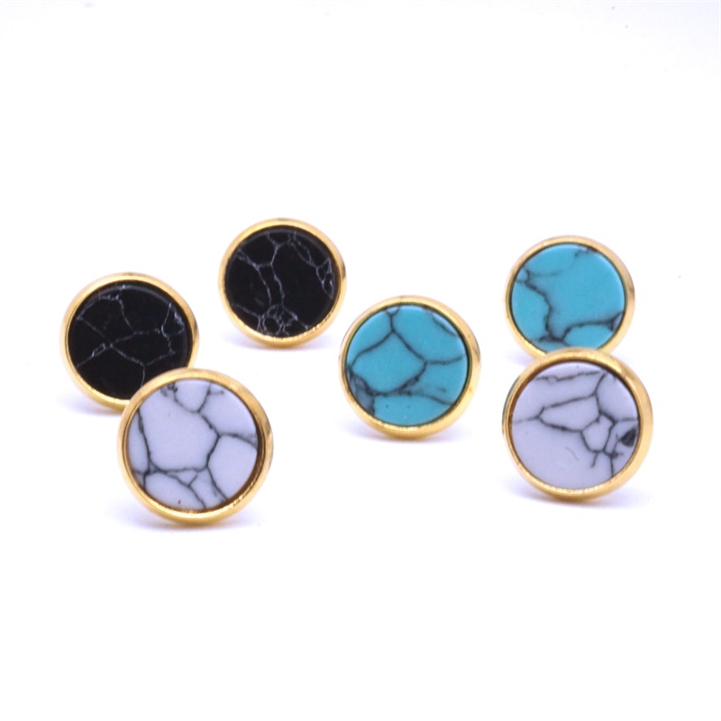 Fashion Gold imitated White Turquoise kallaite Resin stone Charms Stud Geometric Earrings Jewelry For Women