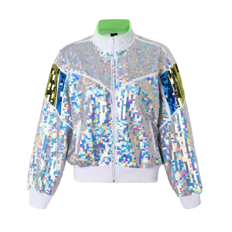 Spring Autumn Fashion Sequined Mixed Color Bling Jacket Women Casual Loose Short Baseball Uniform Coat Y944 Women's Jackets, Picture
Spring Autumn Fashion Sequined Mixed Color Bling Jacket Women Casual Loose Short Baseball Uniform Coat Y944 Women's Jackets, Picture