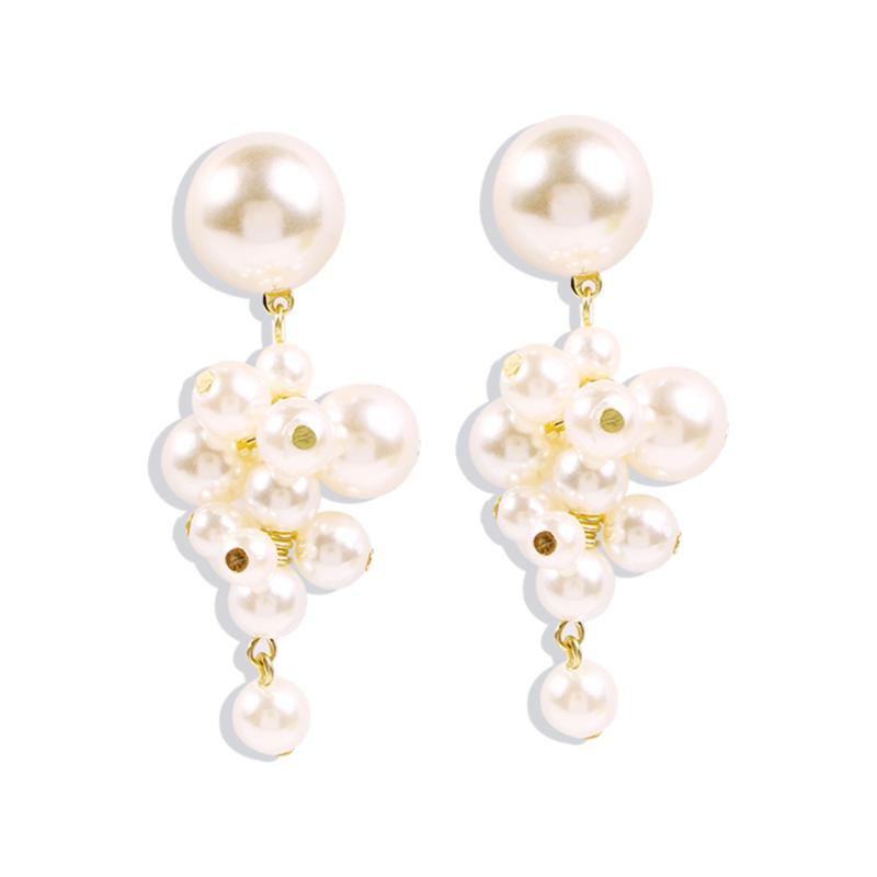 Elegant Gold Color Imitation Pearl Drop Earrings Statement For Women Party Jewelry Korean Design MG381 Dangle Chandelier